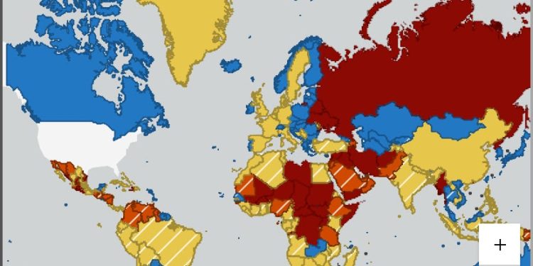 Mapa del risc de seguretat dels països.