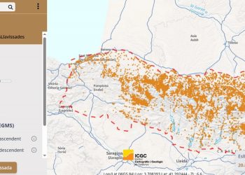 Imatge del nou inventari d'esllavissades dels Pirineus (Mapa: ICGC)