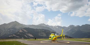Helicòpter a l'heliport de la Caubella / Govern