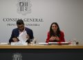 Pere Baró i Laia Moliné en roda de premsa. Foto: Consell General