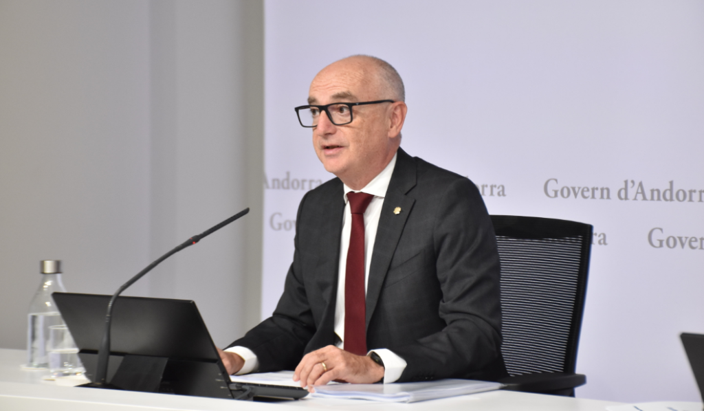 El ministre de Finances, Ramon Lladós, en la roda de premsa per presentar el pressupost 2027.