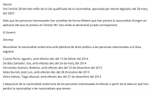 Decret de concessió de nacionalitat / BOPA