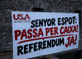 Una pancarta de la concentració. Foto: D. M. (ANA)