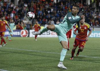 Cristiano Ronaldo en un partit contra la selecció d'Andorra.