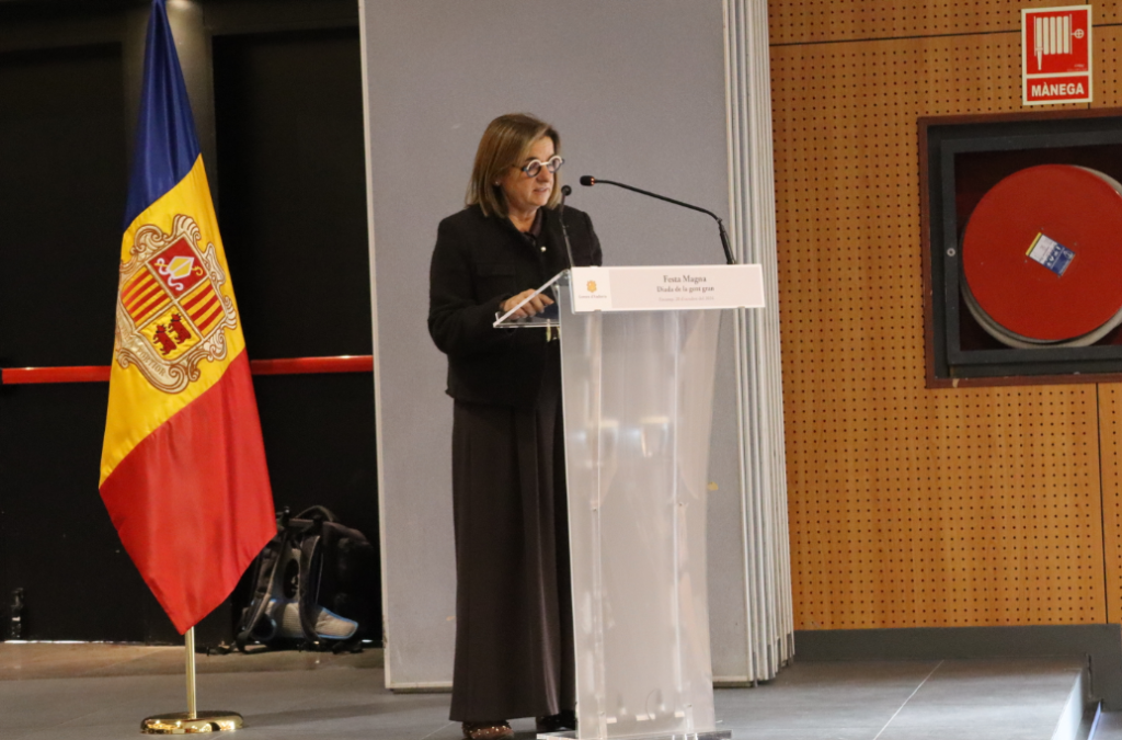 La ministra d’Afers Socials, Trini Marín, durant la celebració de la Festa Magna.